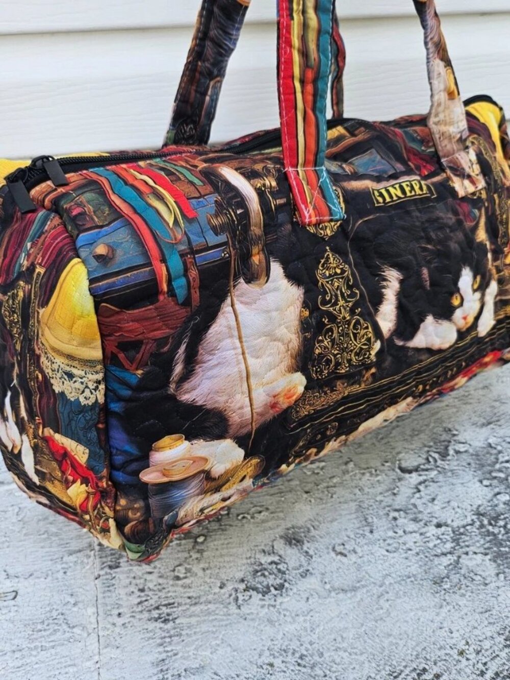 Duffle Bag Cat Print Mutti Color Light Weight Travel Bag Gym Bag - Picture 4 of 10